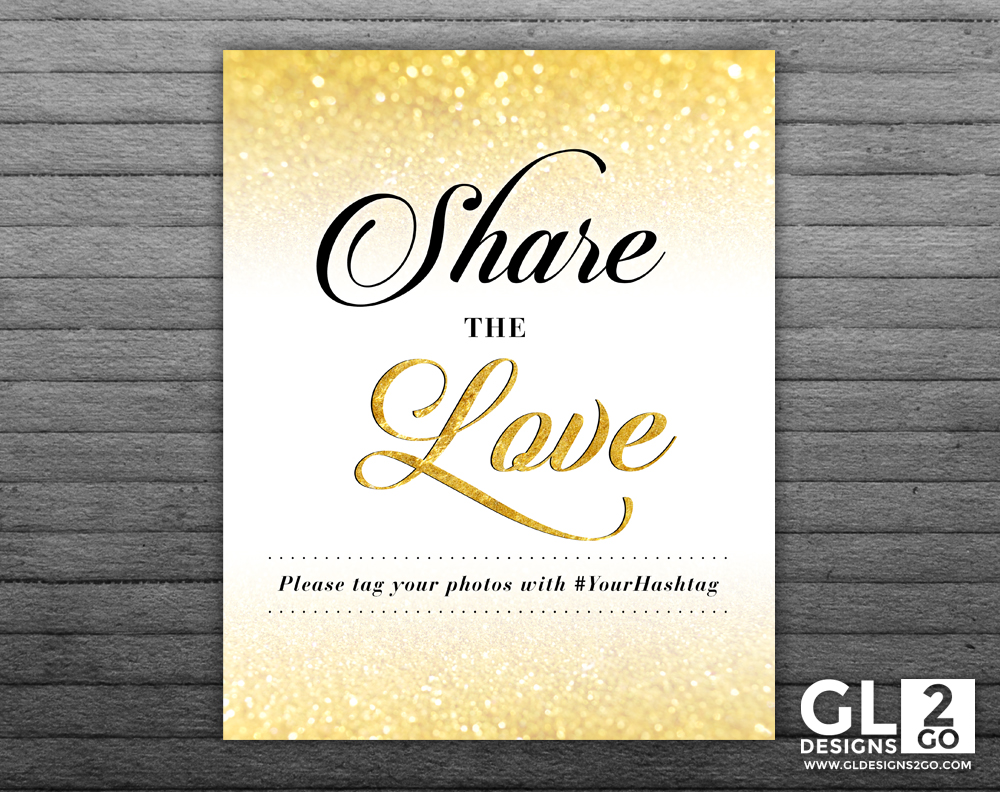 Gold share-the-love-hashtag-sign