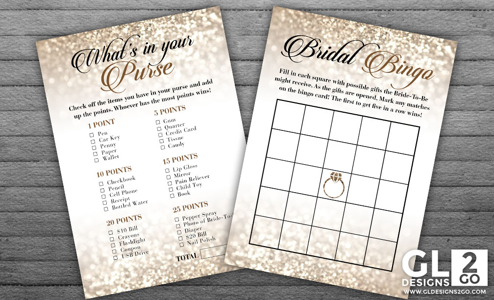 Champagne Bridal Shower Games: What’s in Your Purse & Bridal Bingo