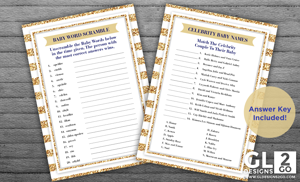 Prince Baby Shower Games: Baby Word Scramble & Celebrity Baby Names