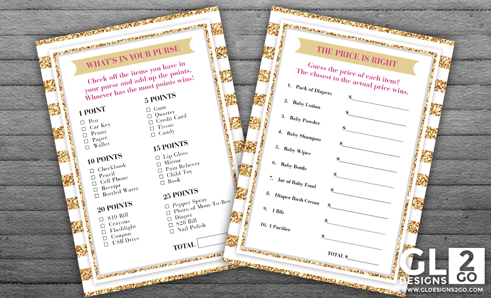 Princess Baby Shower Games: What’s in Your Purse & The Price is Right