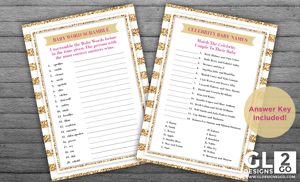 Princess Baby Shower Games: Baby Word Scramble & Celebrity Baby Names