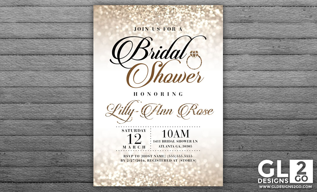 Champagne Bridal Shower Invitation - GLDesigns 2 Go