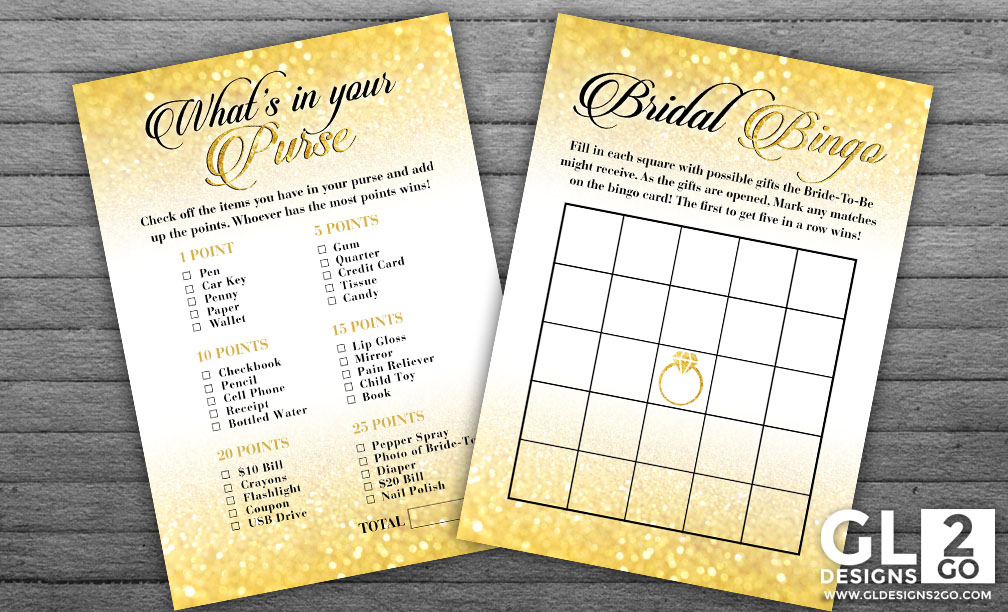 Gold Bridal Shower Games: What’s in Your Purse & Bridal Bingo