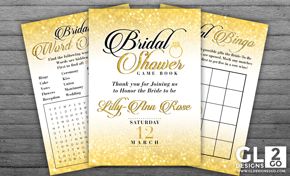 Gold Bridal Shower Games:  Game Book Cover