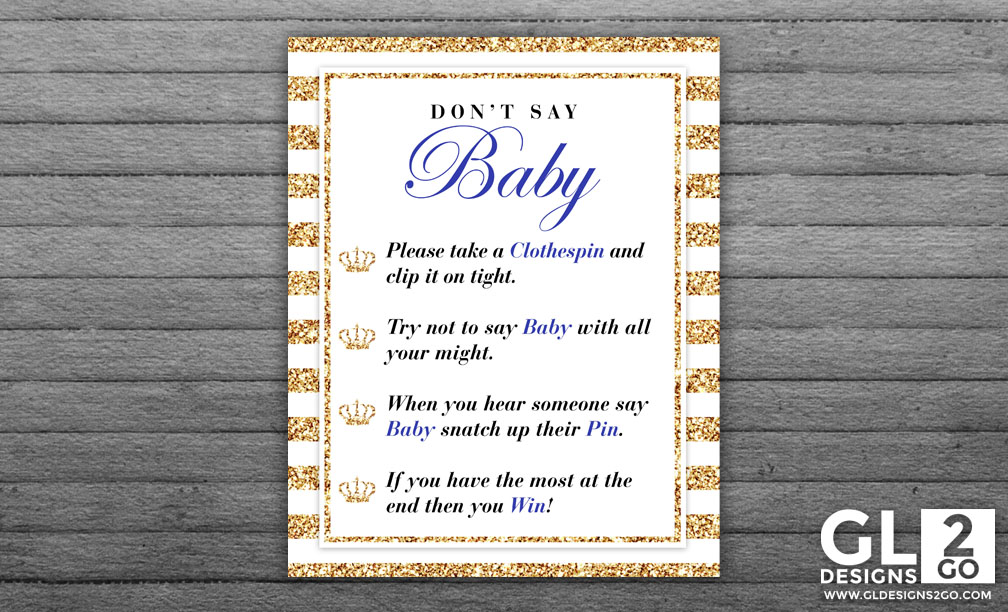 Prince Baby Shower Dont say Baby Sign