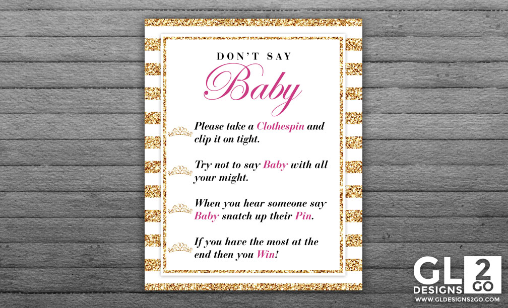 Princess Baby Shower Game. Don’t say baby Sign