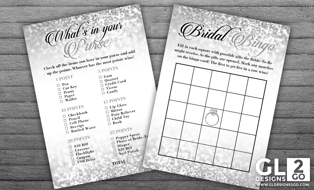 Silver Bridal Shower Games: What’s in your Purse and Bridal Bingo