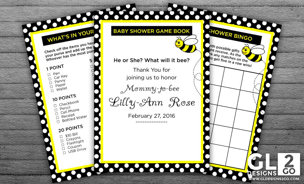 Bee Baby Shower Game Book Cover