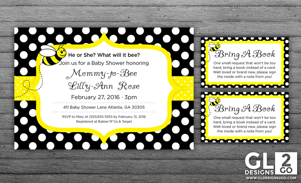 Bee Invitation and Book Request Insert