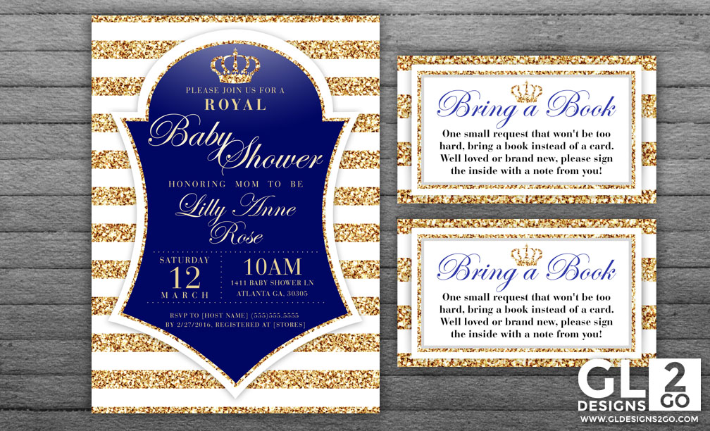 Prince Baby Shower Invitation and Book Request Insert