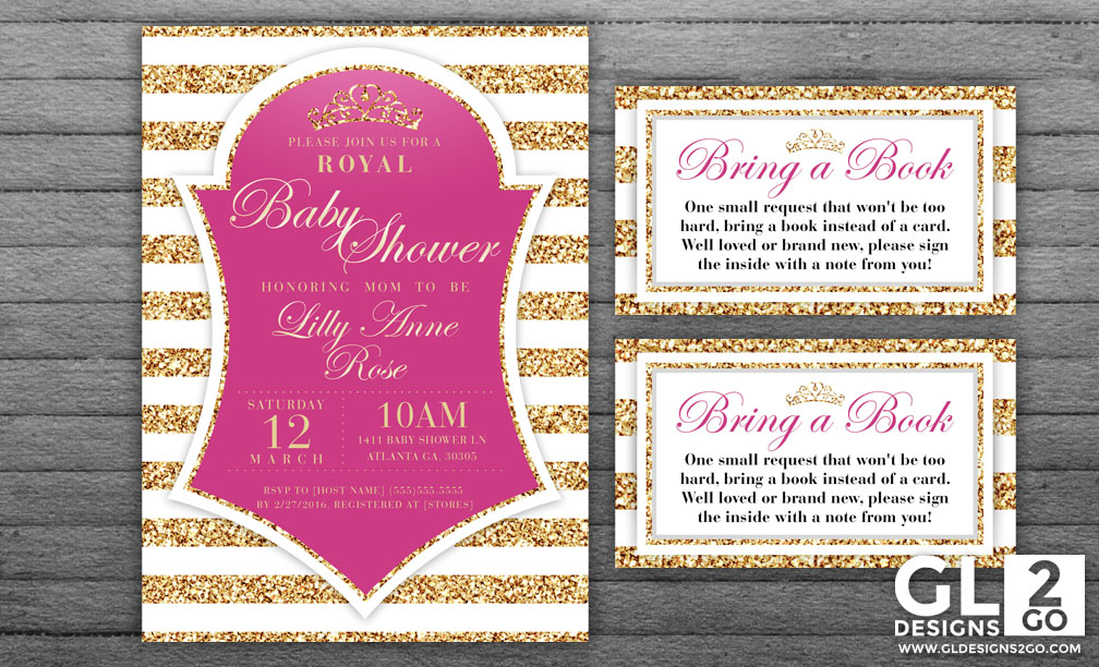 Princess Baby Shower Invitation and Book Request Insert